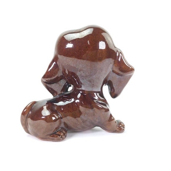 Vintage Redware Dog Figurine JAPAN MCM Mid Century 70's Dachshund Wienerdog - Picture 4 of 9